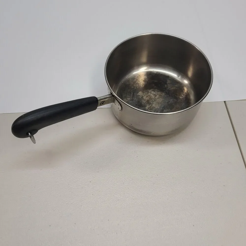 Vintage Revere Ware 1 Quart Stainless Steel Saucepan Pot Copper Bottom